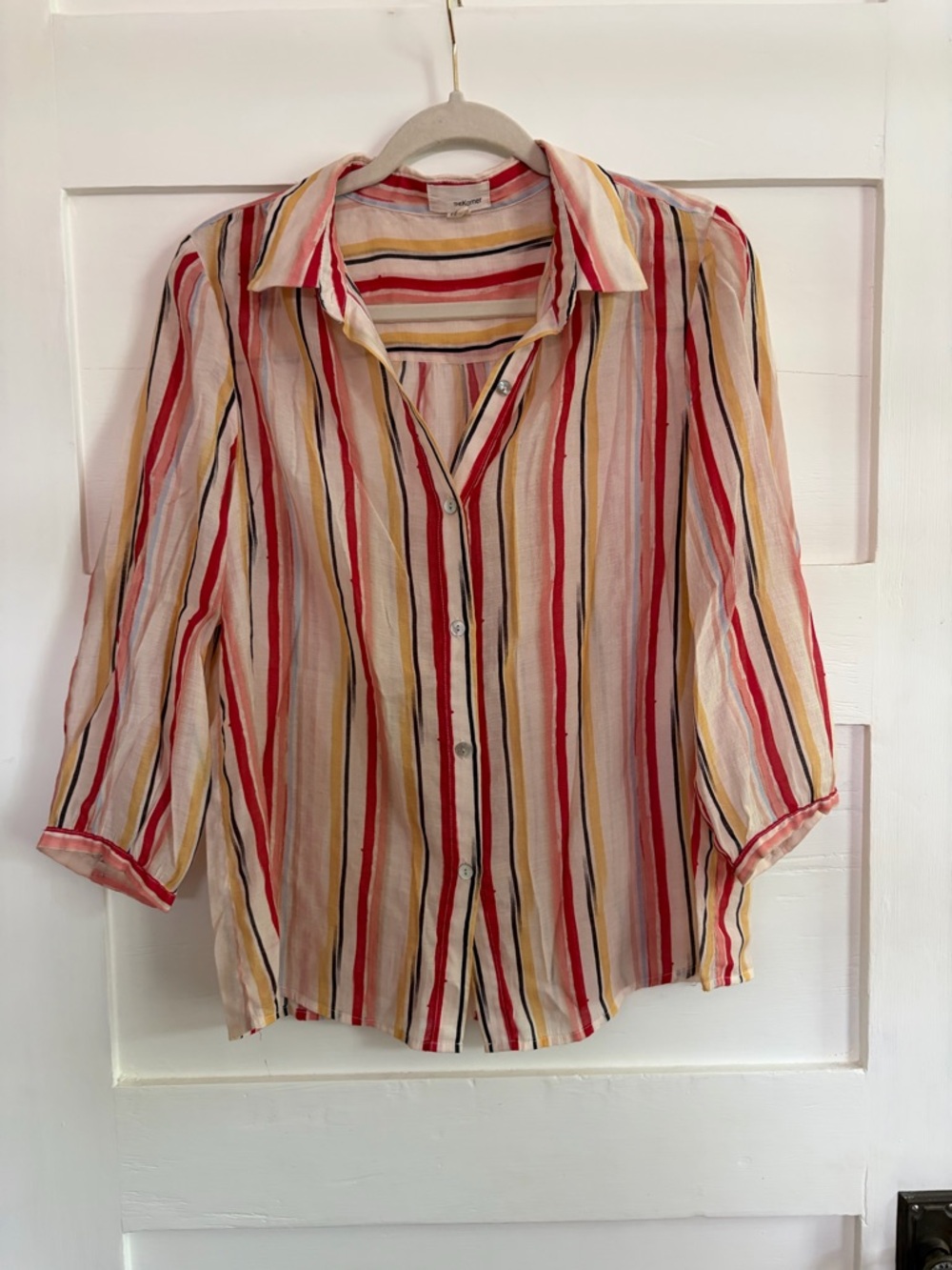 The Korner Brand Striped Button-Down Shirt in Multi Color